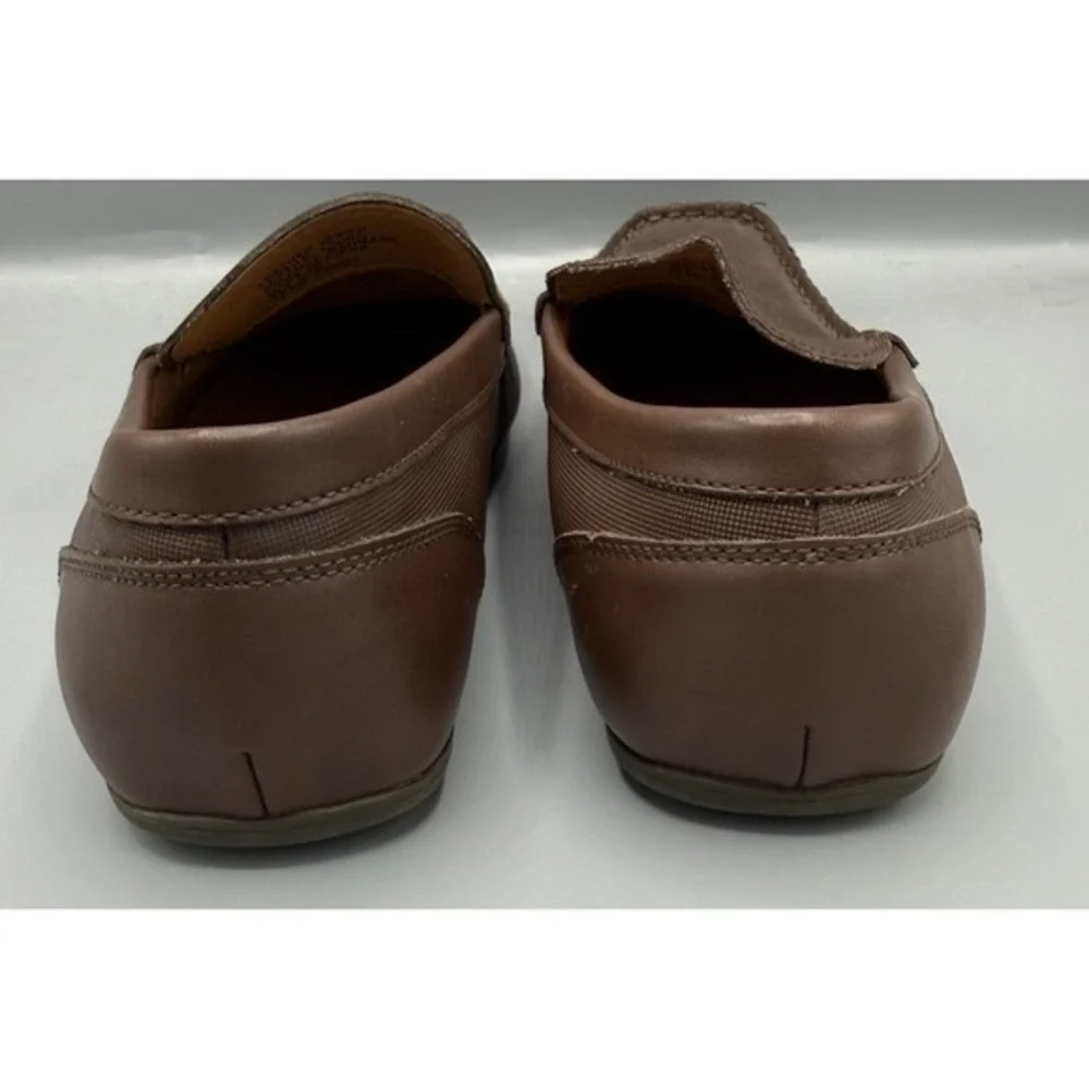 Alfani Mens Chestnut Brown Leather Upper Slip On Loafers‎ Size 10.5